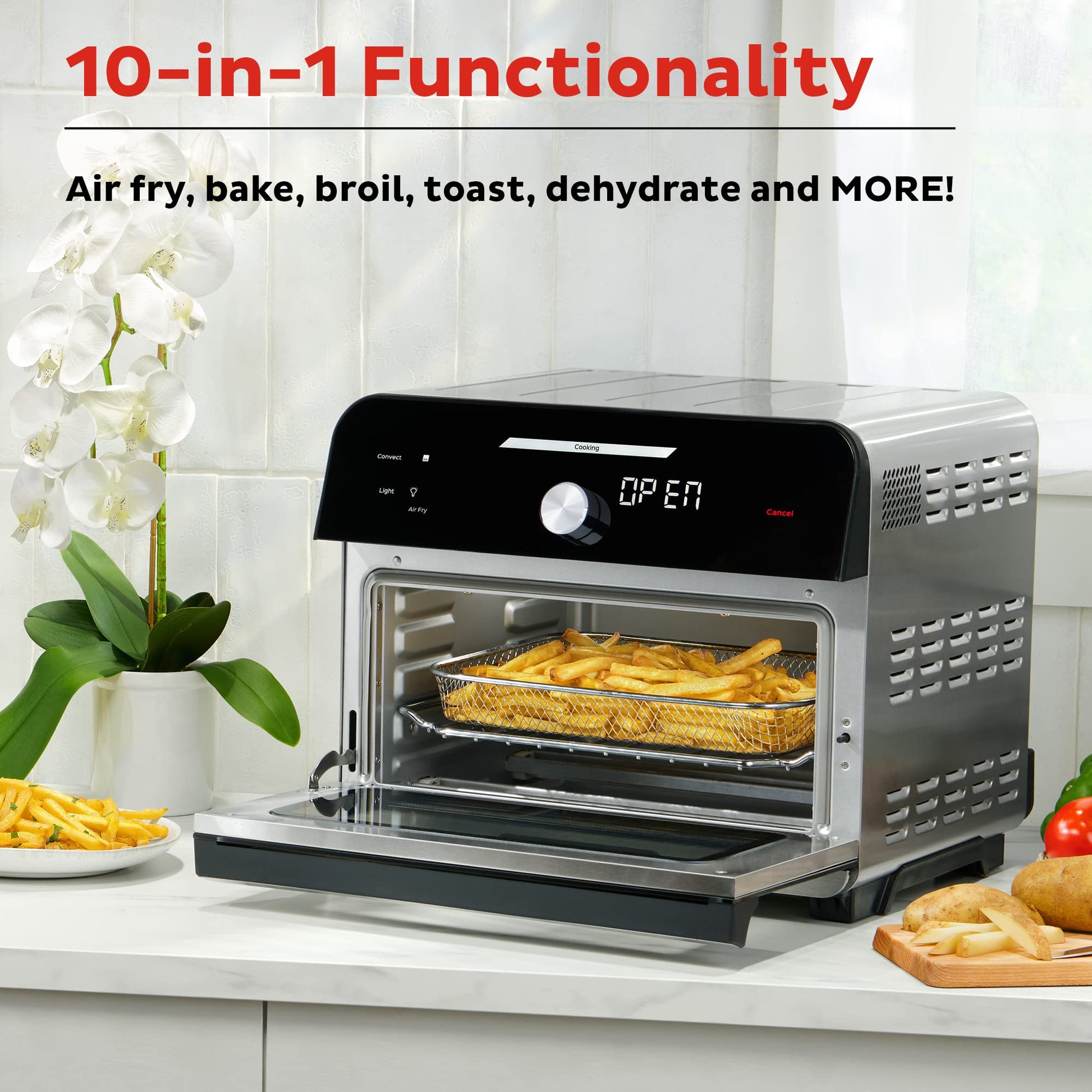 Instant Pot Omni Plus 19QT/18L - Freidora de aire para horno tostador, funciones 10 en 1, se adapta a pizza de 12 pulgadas, crujiente, asado, tostado, caliente, convección, más de 100 recetas en la