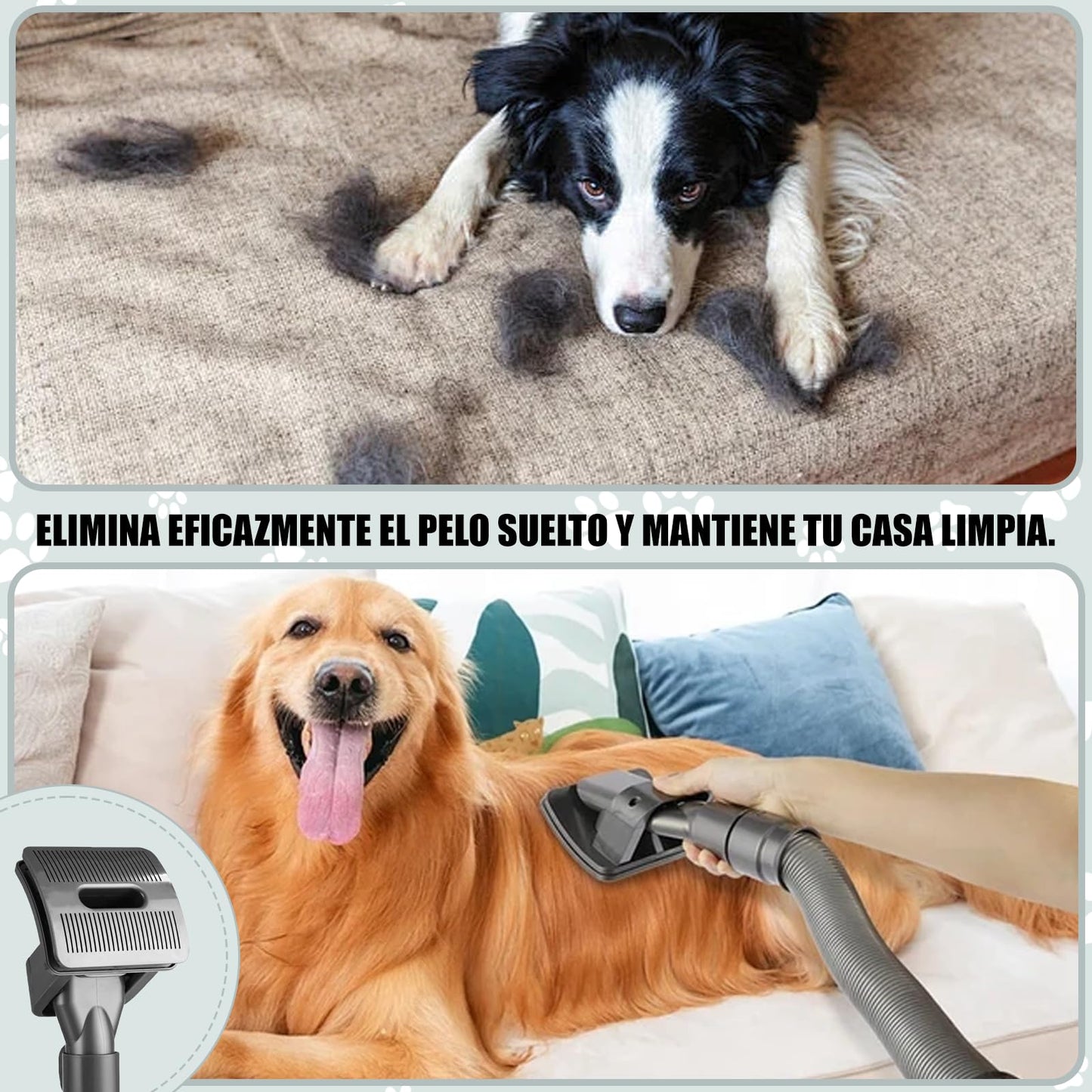 Cepillo Quita Pelo de Mascotas con Manguera y Adaptador Dyson V15 V12 V11 V10 V8 V7 Accesorios para Mascotas