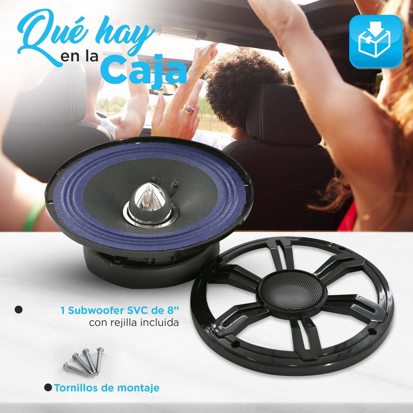 Pyle Bocina Subwoofer de 8 Pulgadas SVC, 250 Watts, 4 Ohms, Componente de Bajos para Carro y Camioneta, Cono de Papel con Borde de Tela, Diseñado para Aplicaciones de Audio Personalizadas