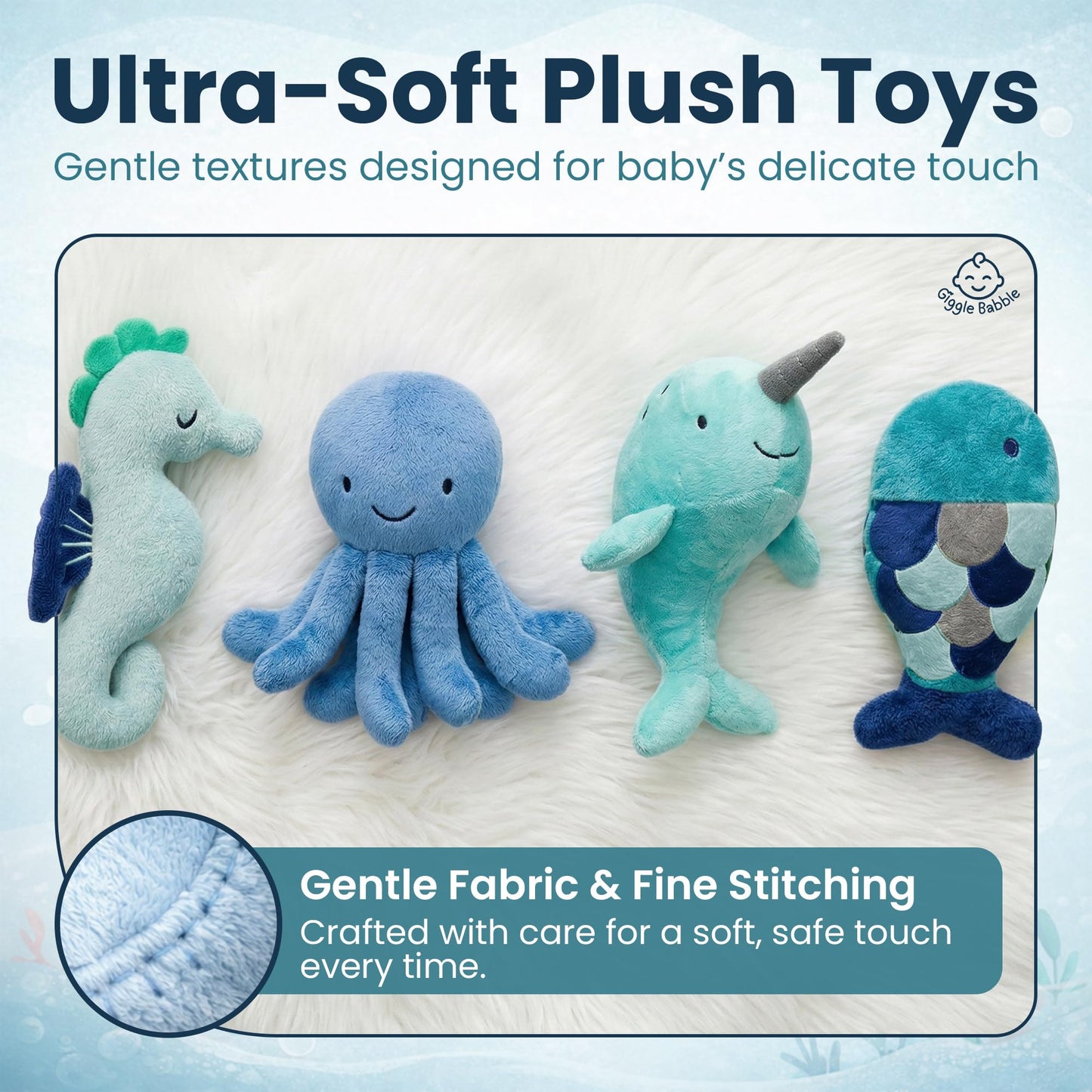 Giggle Babble Ocean - Móvil para bebé con música, cuna náutica calmante con animales marinos, canciones de cuna calmantes para dormir tranquilo, decoración de guardería para niños o niñas