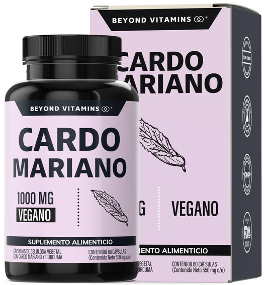 Beyond Vitamins | Cardo Mariano (extracto de Silimarina 100% natural y vegano | Milk Thystle | Fórmula Premium potenciada con Raíz de Cúrcuma | 60 cápsulas