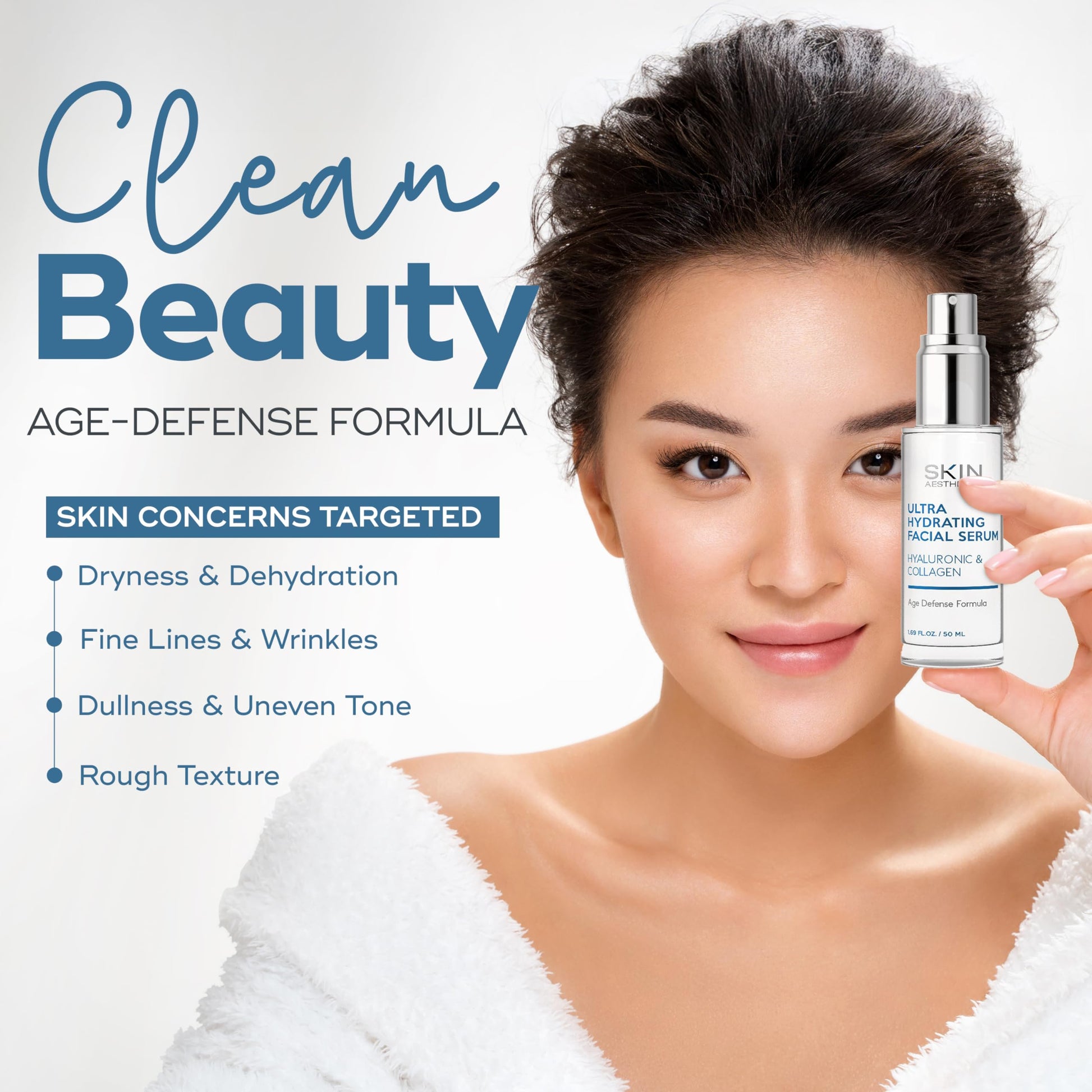 DABZAL Skin Aesthetics Hyaluronic Acid and Collagen Face Serum - Reduce Wrinkles & Fine Lines Locks in Moisture & Ultra Hydrating Facial Serum - Cruelty Free Korean Skincare - 1.69 Fl. oz