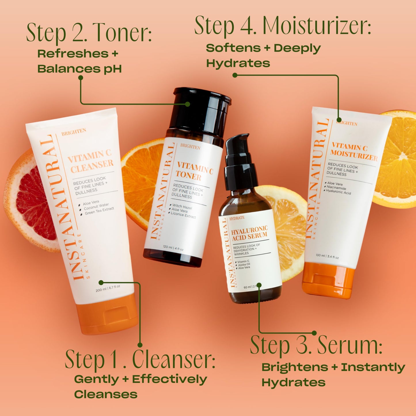 InstaNatural Hyaluronic Acid & Vitamin C Anti Aging Serum for Face, 2 fl. oz.