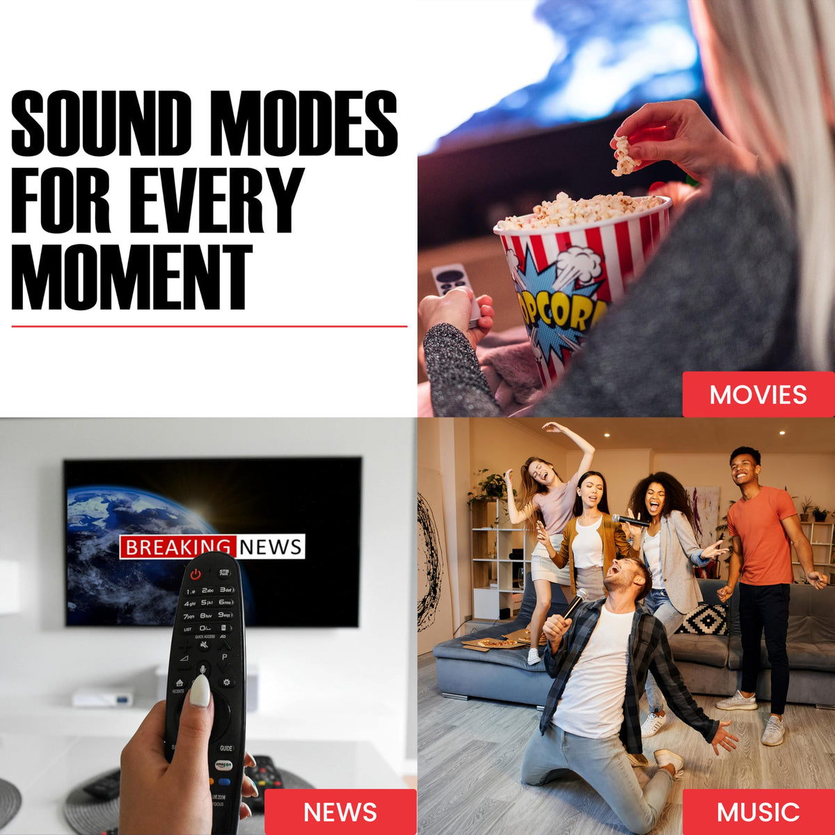 Barra de Sonido Audiosource Negra con Subwoofer Inalámbrico y Dolby Atmos para Smart TV
