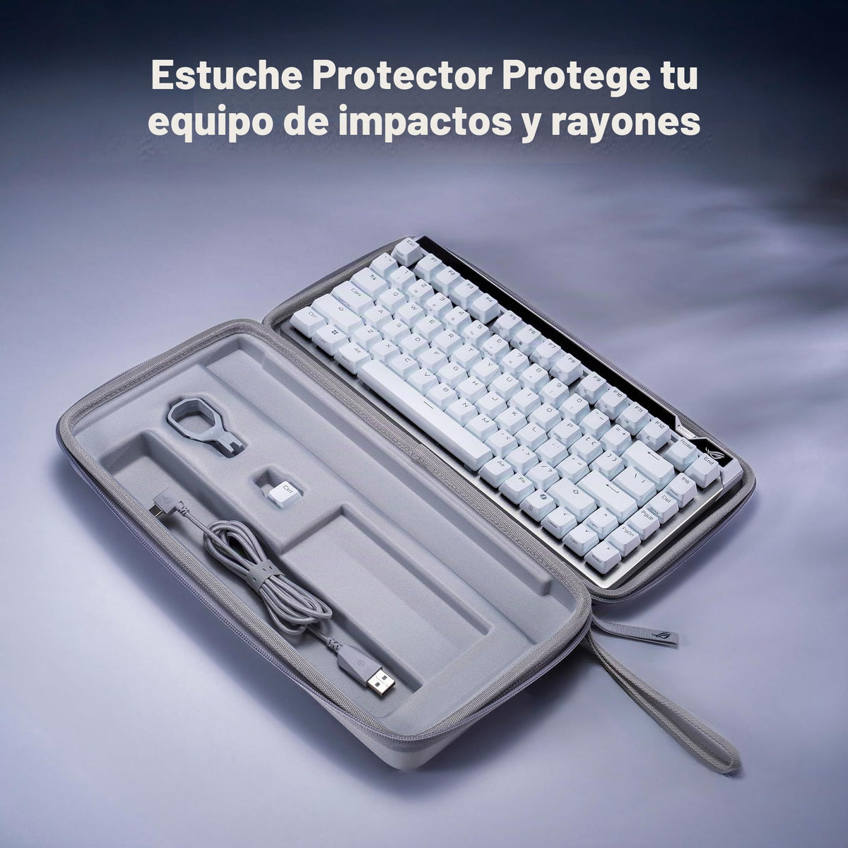 Teclado Analógico para Juegos ASUS ROG Falchion Ace 75 HE Blanco con Interruptor Magnético Intercambiable y Disparador Rápido