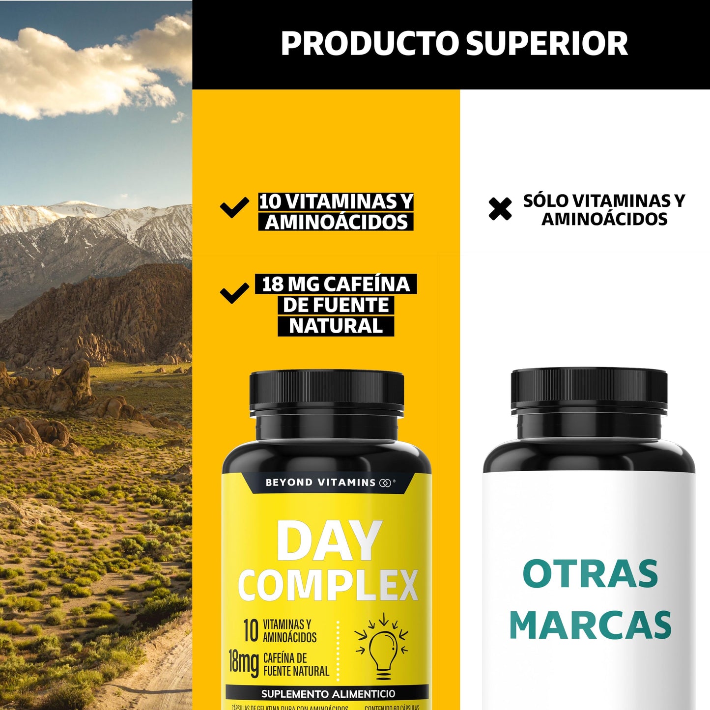 Suplemento Nootrópico Day Complex con Vitaminas y Minerales Sin Azúcar en Cápsulas