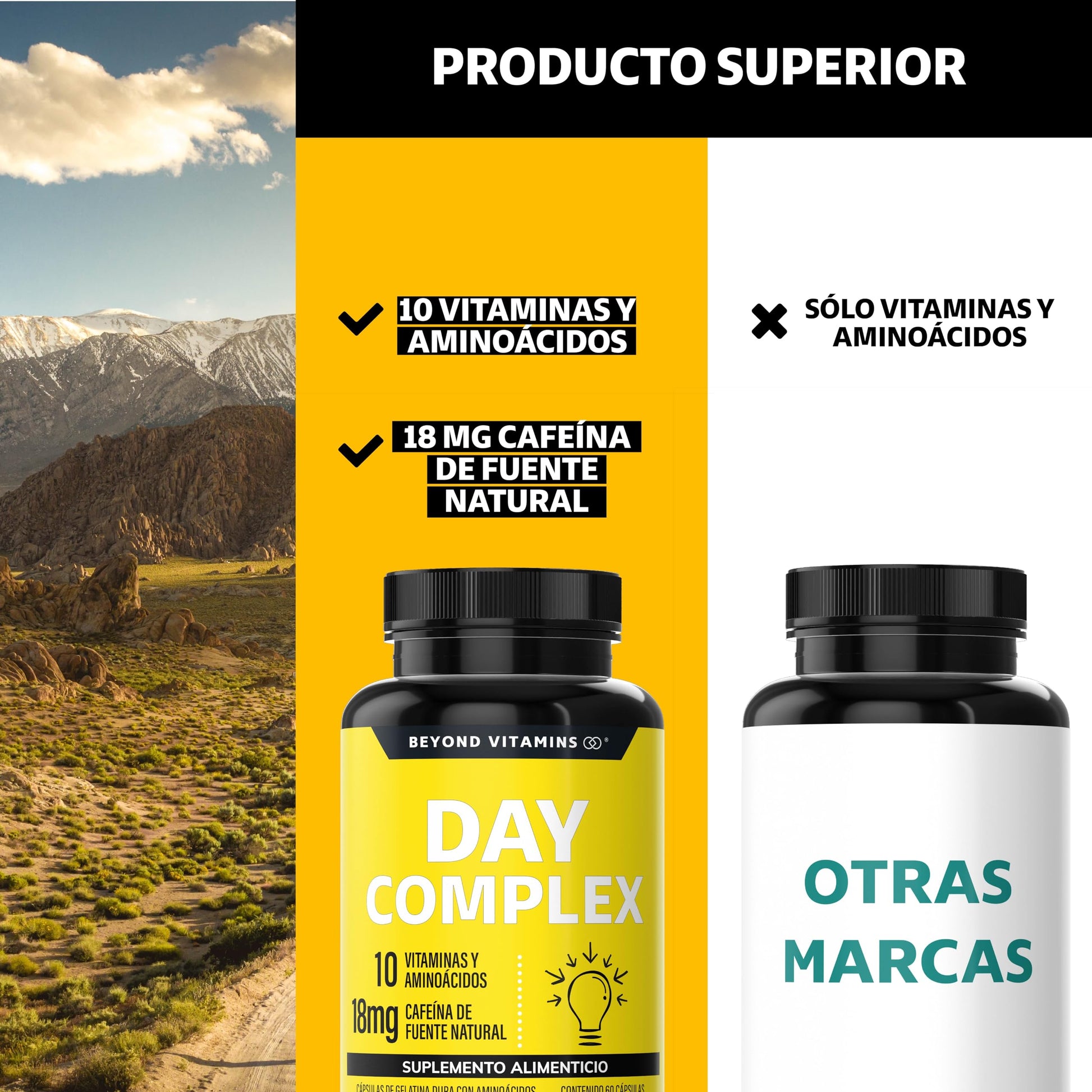 Suplemento Nootrópico Day Complex con Vitaminas y Minerales Sin Azúcar en Cápsulas