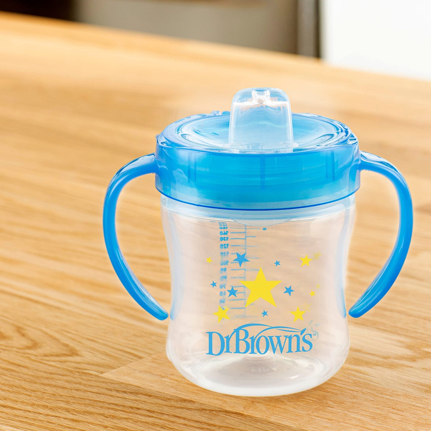 Dr. Brown's Transition - Taza para sorber con boquilla suave, color azul, 6 onzas, 6 m+