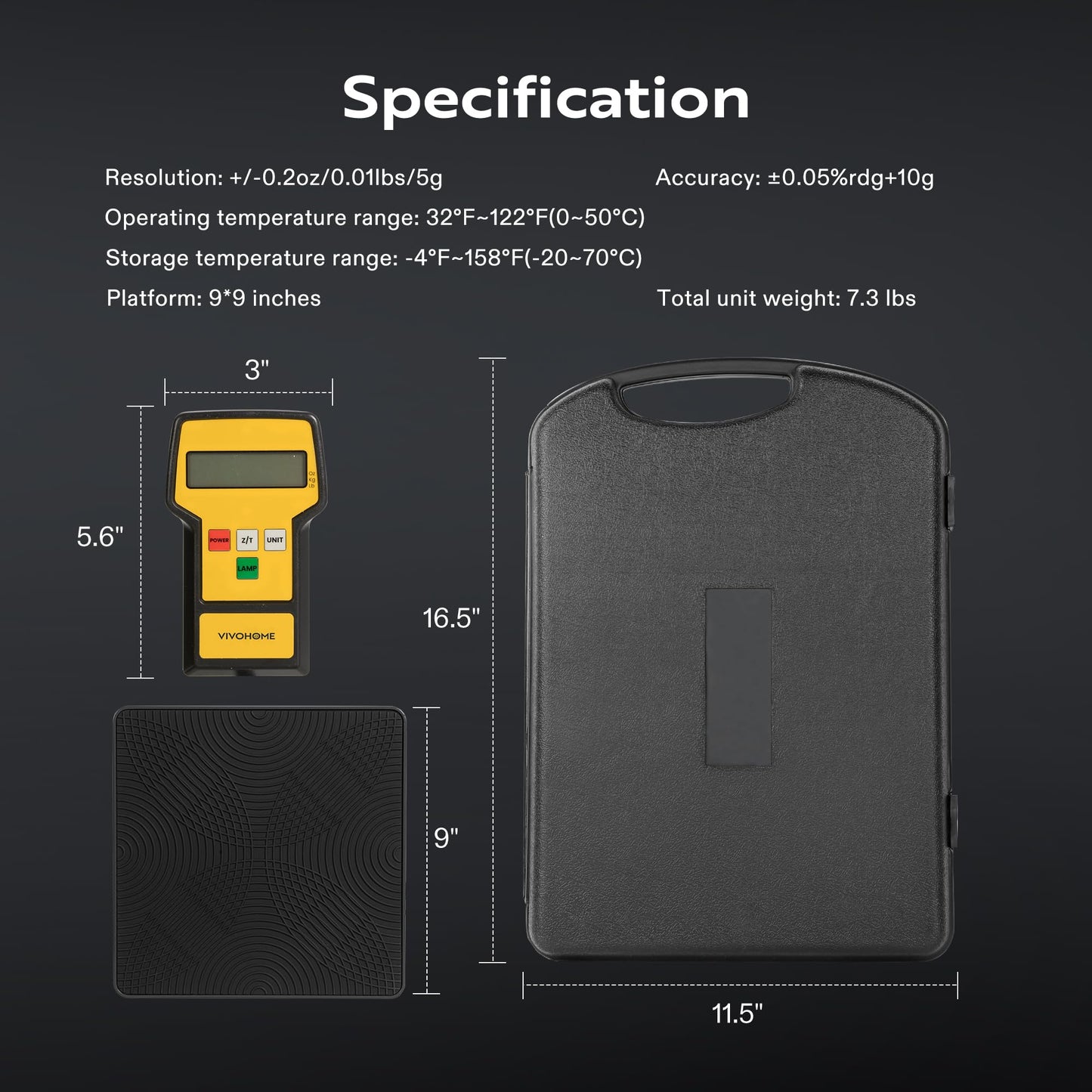 Báscula de Carga Digital VIVOHOME Alta Precisión 220 Libras con Funda para HVAC AC