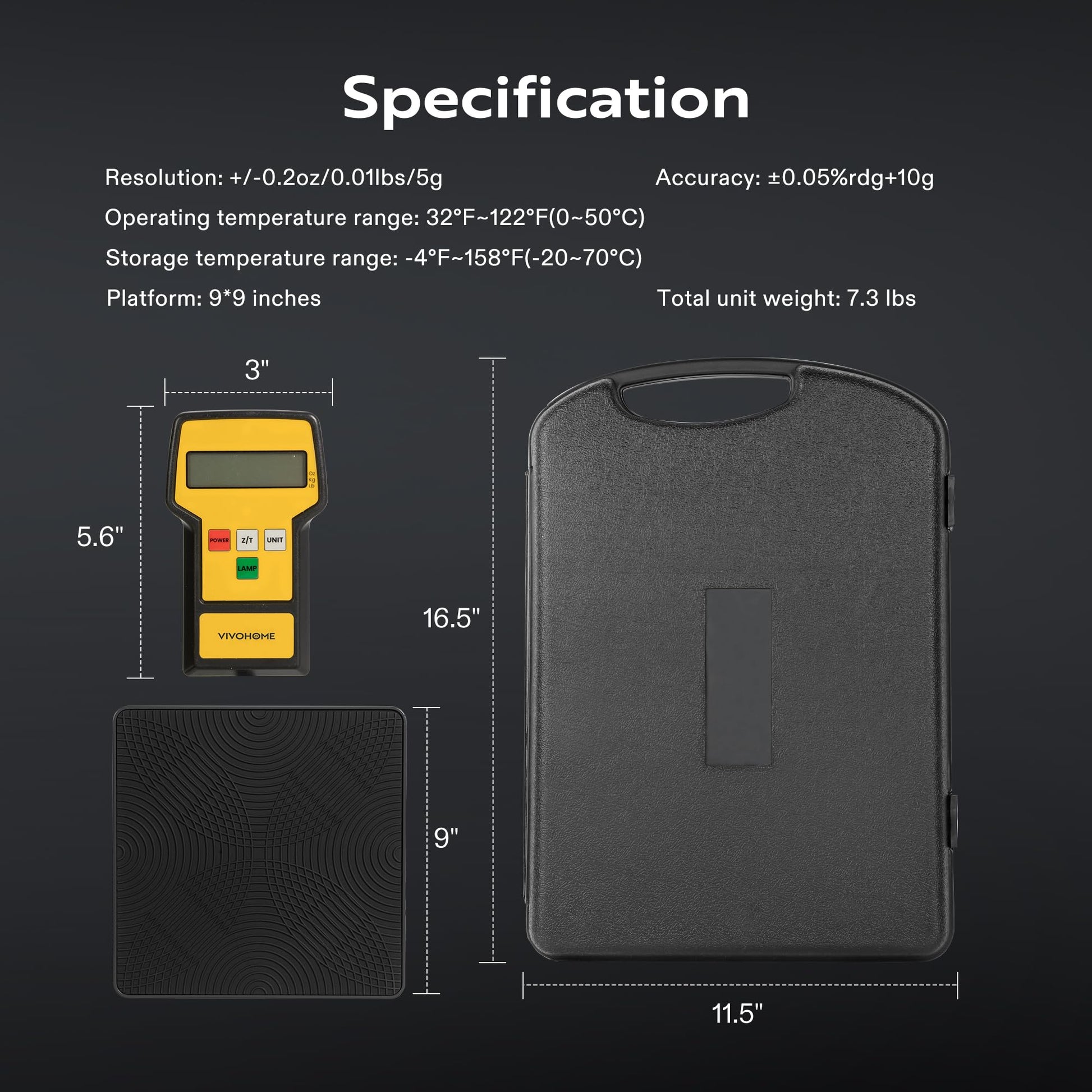 Báscula de Carga Digital VIVOHOME Alta Precisión 220 Libras con Funda para HVAC AC