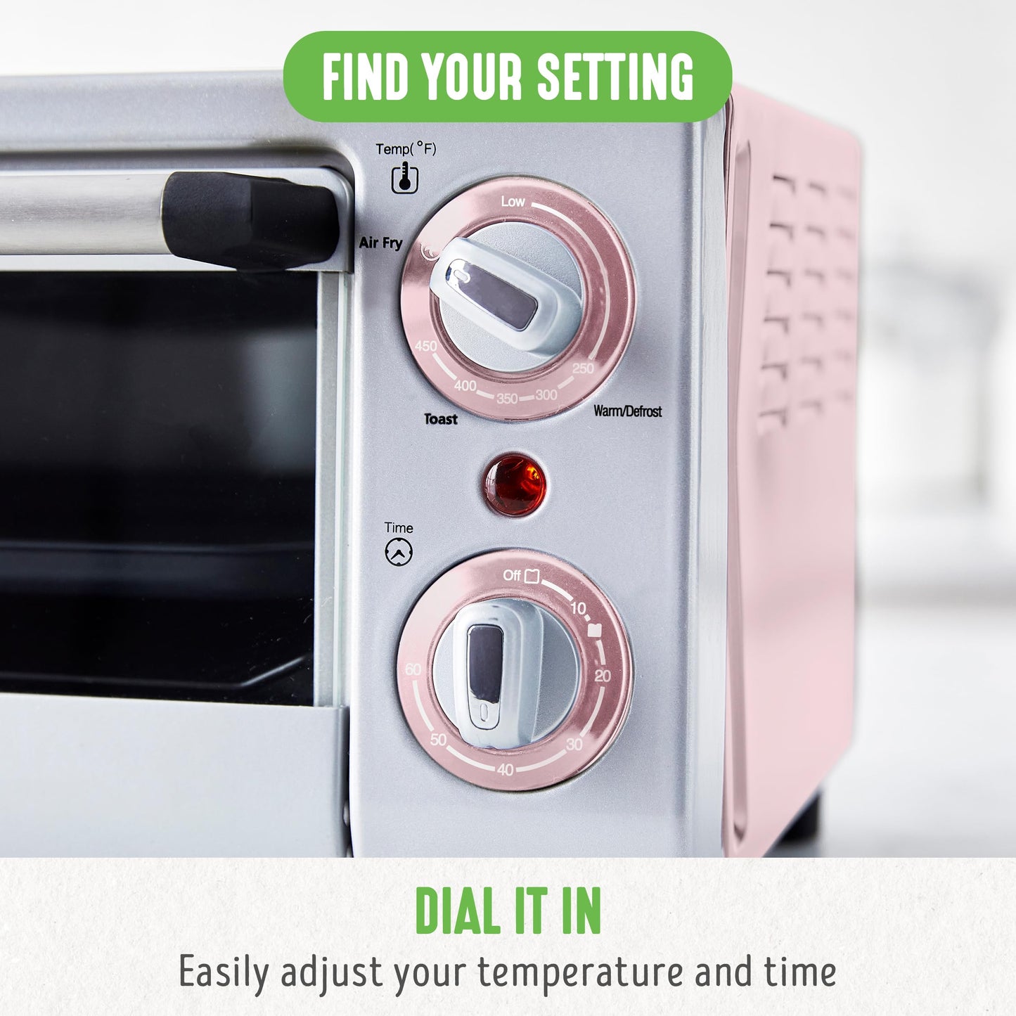 GreenLife - Freidora de aire para horno tostador de encimera de acero inoxidable, antiadherente de cerámica saludable, última intervensión de PFAS y PFOA, bandeja y cesta, hornear, asar, recalentar,