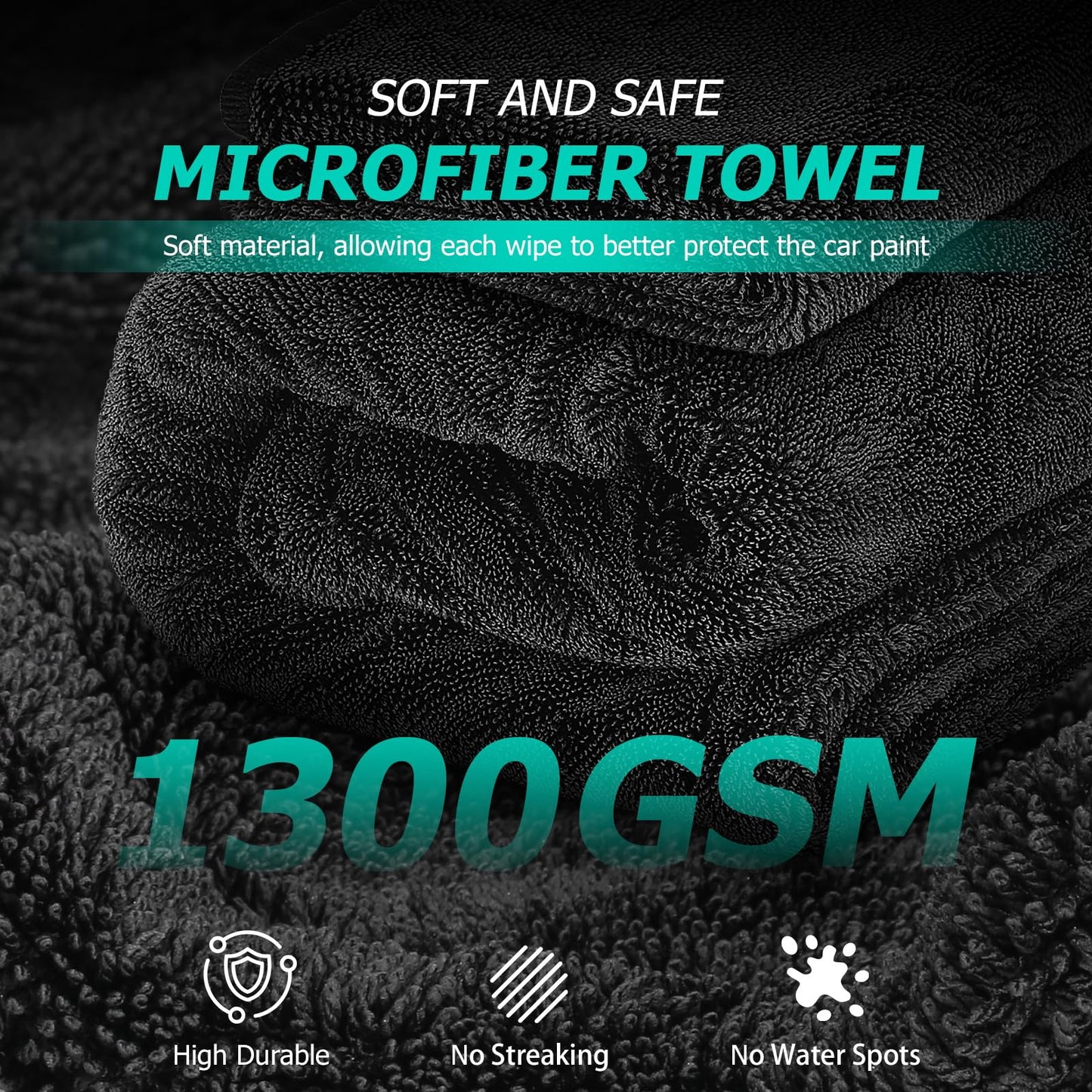 Toallas de Microfibra para Coches Ultra Suave Doble Cara 1300 g/m² Paquete de 2