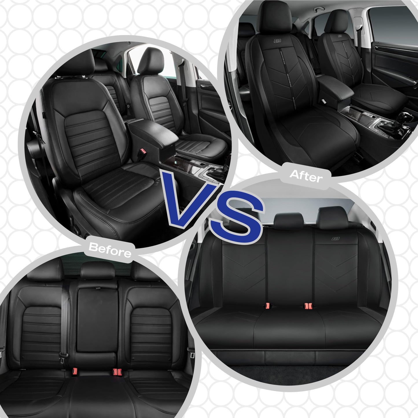 Skechers Fundas de asiento de coche, lujosas fundas de asiento de cuero sintético, protector de asiento de coche impermeable antideslizante para asientos delanteros, accesorios de coche compatibles