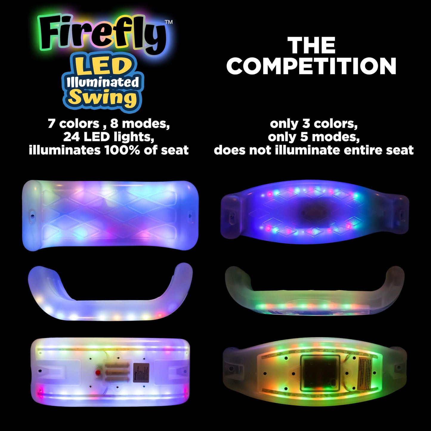 XDP RECREATION Firefly - Columpio con luz LED, Transparente