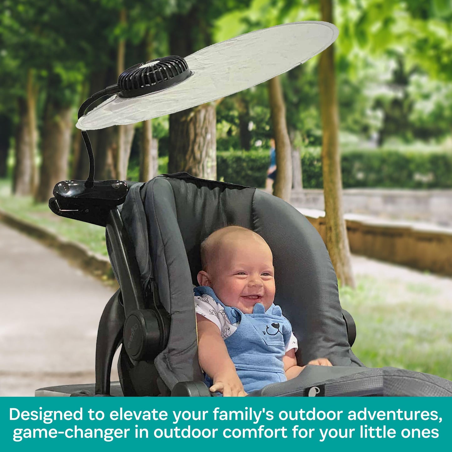 carriola para bebé con parasol, asiento de coche, silla de playa – Cool Shade UPF50 Clip On Baby Infant, protección solar, recargable