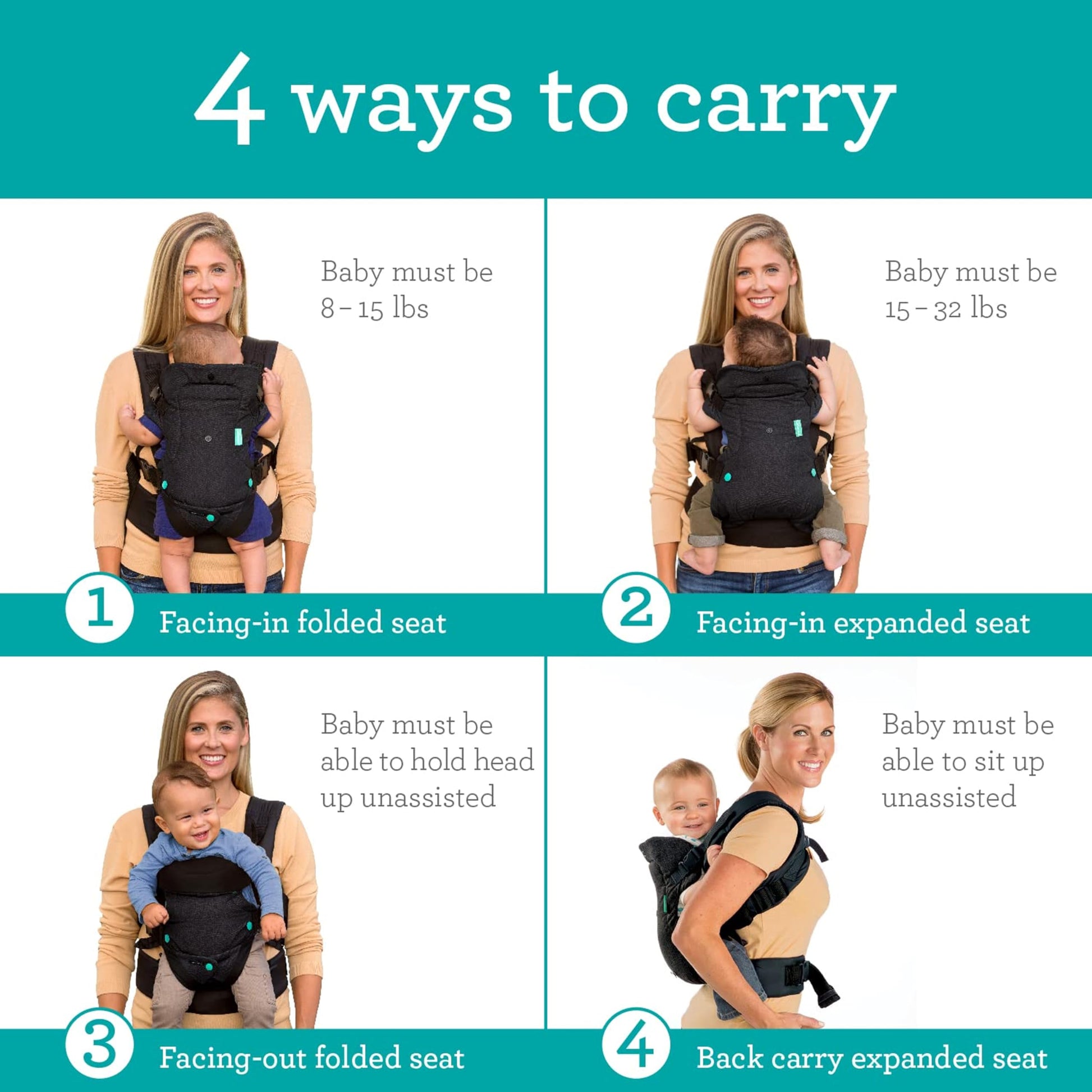 Infantino Flip 4-in-1 Convertible Carrier - BLACK