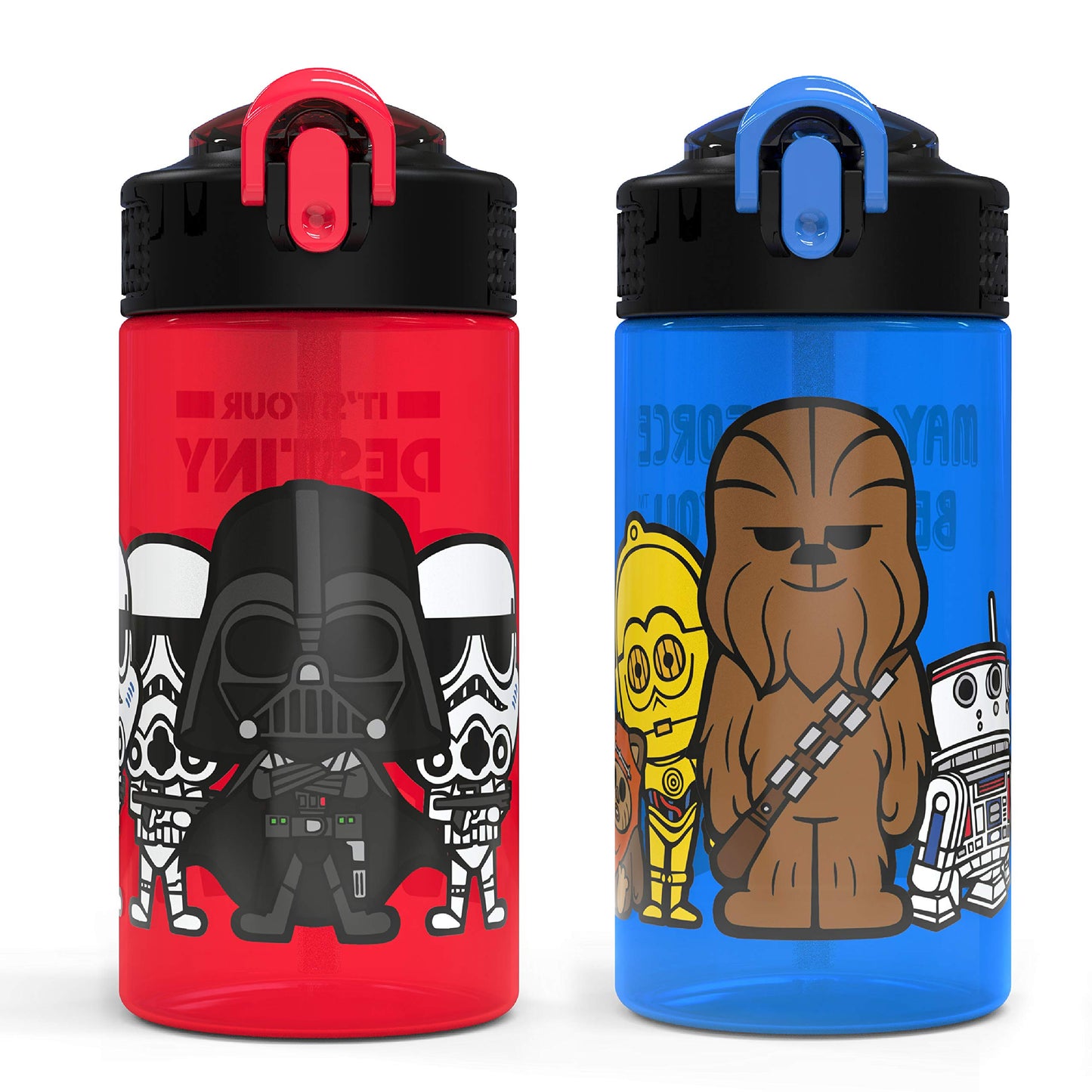Juego de Botellas de Agua Zak Designs Darth Vader Yoda Chewbacca con Pajitas Reutilizables para Niños