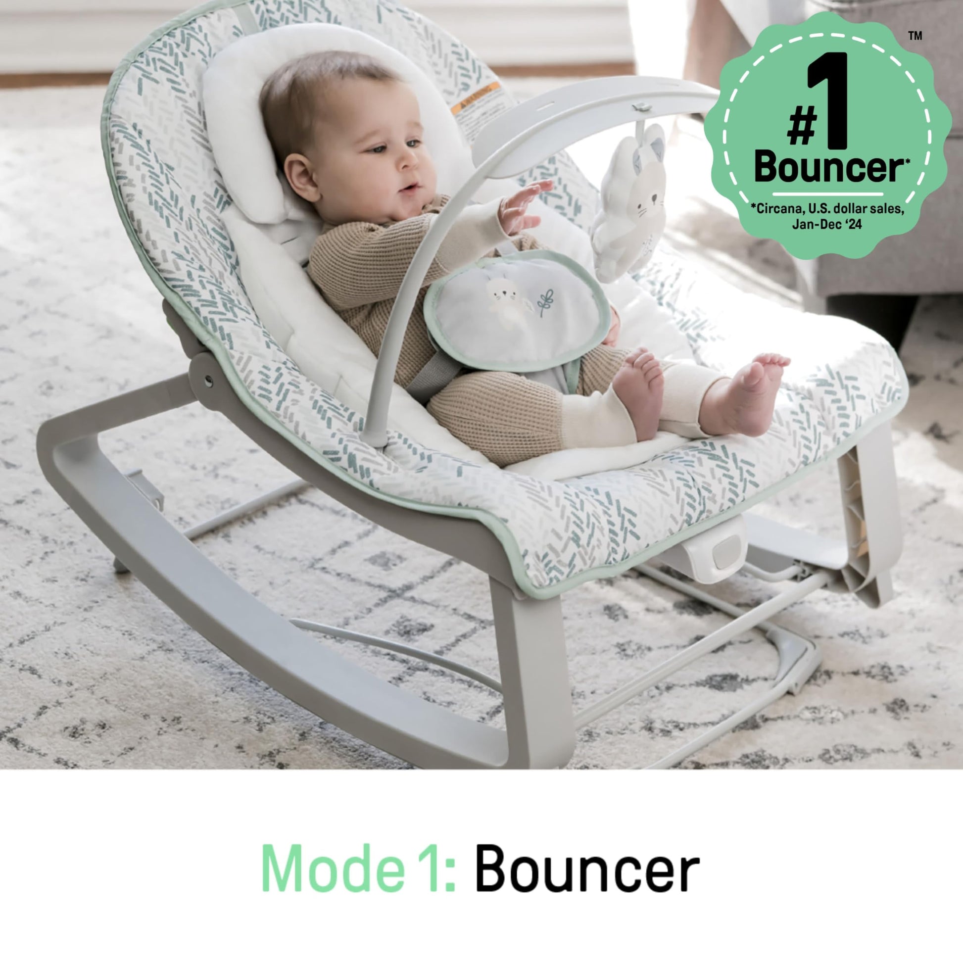 Ingenuity Asiento y Mecedor 3 en 1 para Bebés 0 a 30 Meses