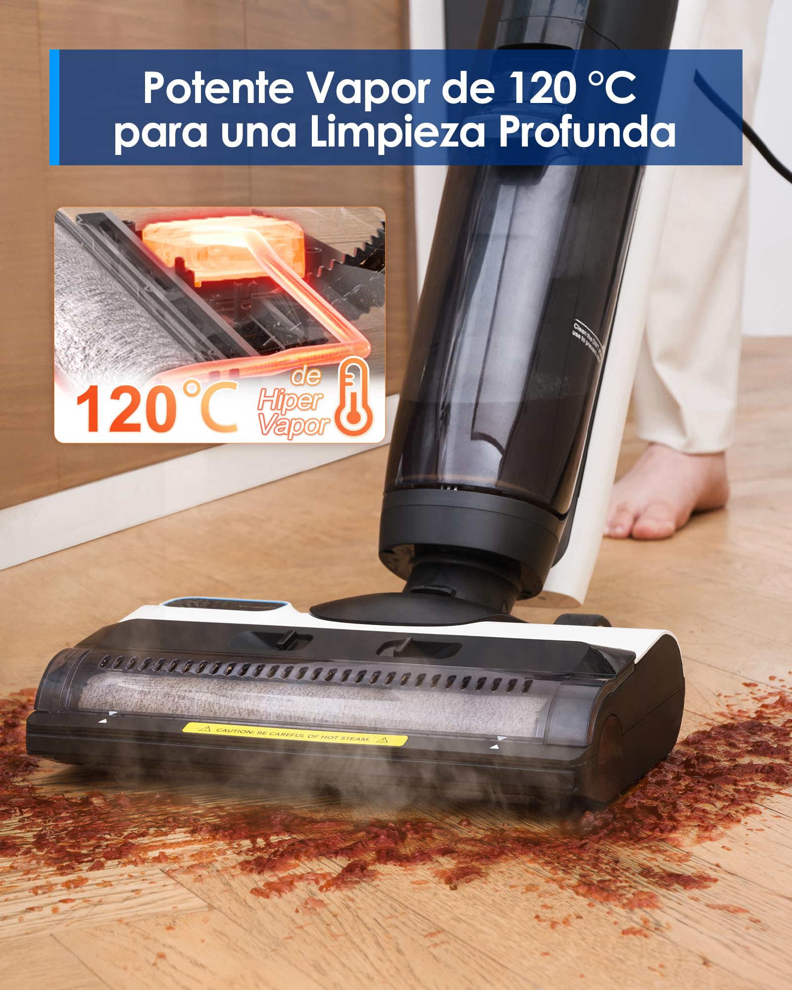 Aspiradora Tineco IFLOOR 5 Steam Blanca Todo en Uno para Suelos de Madera Dura para Mujer
