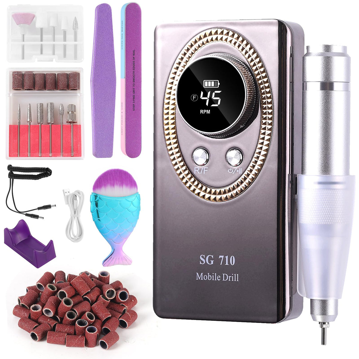 Taladro de Uñas Eléctrico ABZXT 45000 RPM Recargable Portátil para Bricolaje