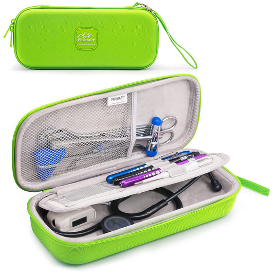 Estuche para Estetoscopio PROHAPI Verde Neón con Ranura para ID Compatible con 3M Littmann/ADC/Omron/MDF