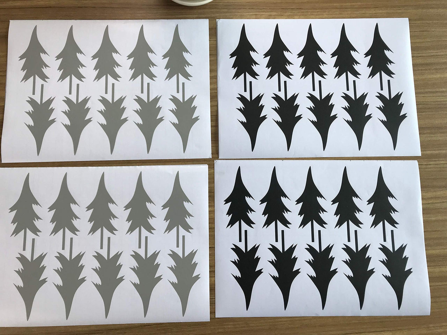 Melissalove JW581 - Juego de 40 pegatinas de pared para habitación de niños, diseño de árbol nórdico de pino para habitación de bebé (negro y gris claro)