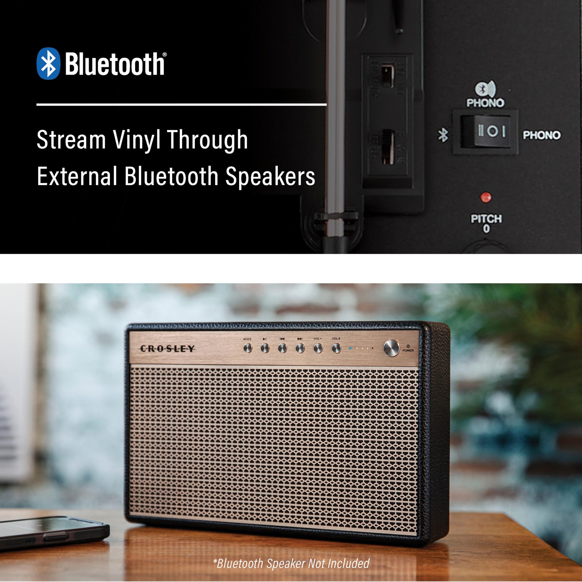 Crosley CR8017B-WB Voyager Vintage Portable Turntable with Bluetooth in/out and Built-in Speakers, Washed Blue
