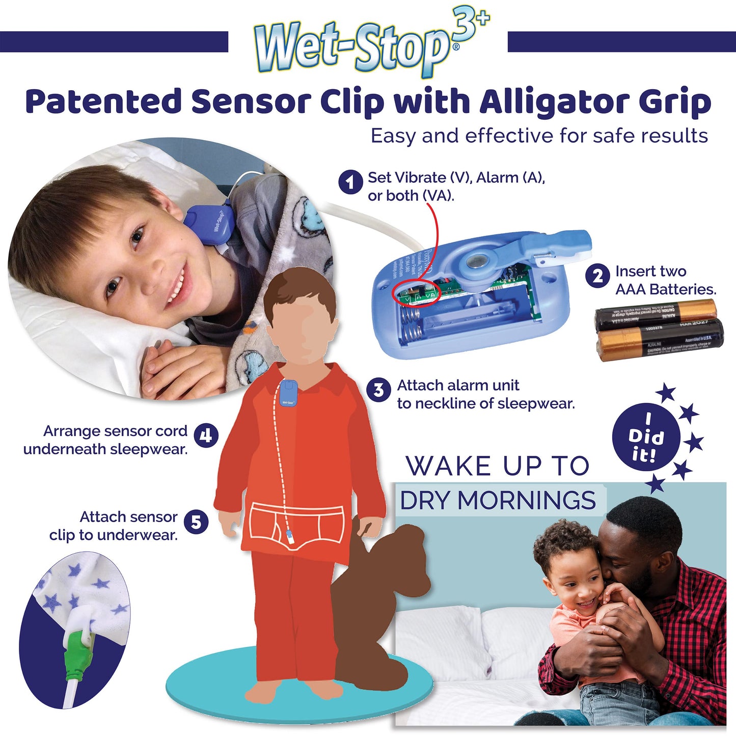 Alarma de Enuresis Wet-Stop 3 Azul con Sonido y Vibración para Bedwetters
