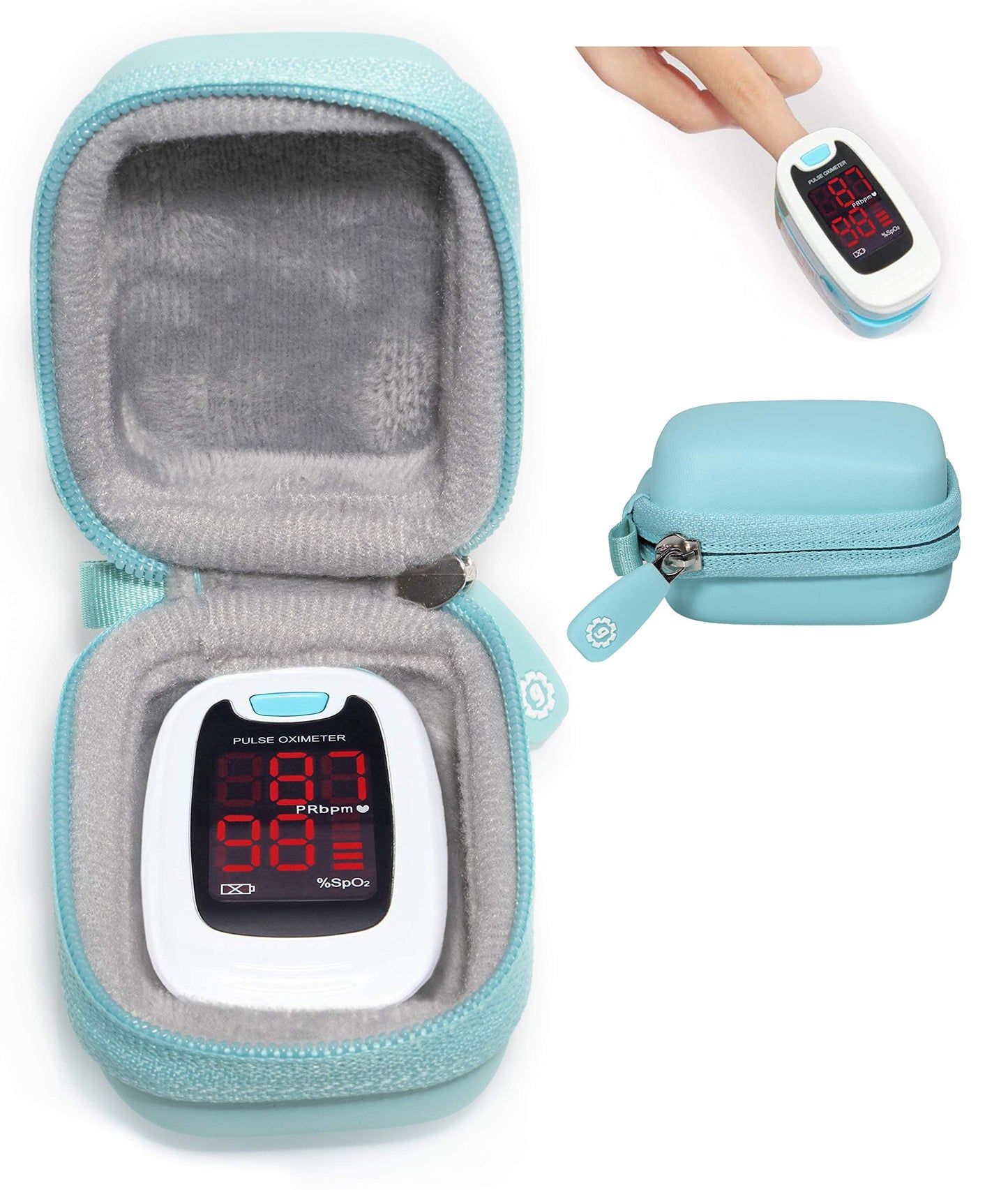 Funda para oxímetro para Zacurate Pro 500DL, 500BL, Childrend; Facelake FL400 t, FL350, CMS500DA, mibest, ANKOVO, Santamedical, Innovo Deluxe, Santamedical, ANKOVO, CONTEC, Metene (solo estuche)