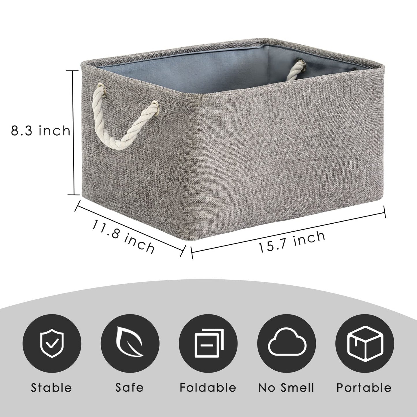 TheWarmHome Contenedores de almacenamiento – 3 cestas de almacenamiento de tela para organizar estantes, cesta grande organizador de clóset para estante del hogar, organización de lavandería para