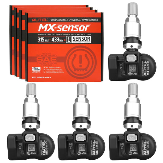 Autel MaxiTPMS MX - Sensor 4 unidades de tallo de metal 315/433MHz TPMS Sensor universal de neumáticos programado por TPMS Tool TS401 TS408 TS501 TS508 TS601 TS608 MK808TS MX808TS MS906TS ITS600