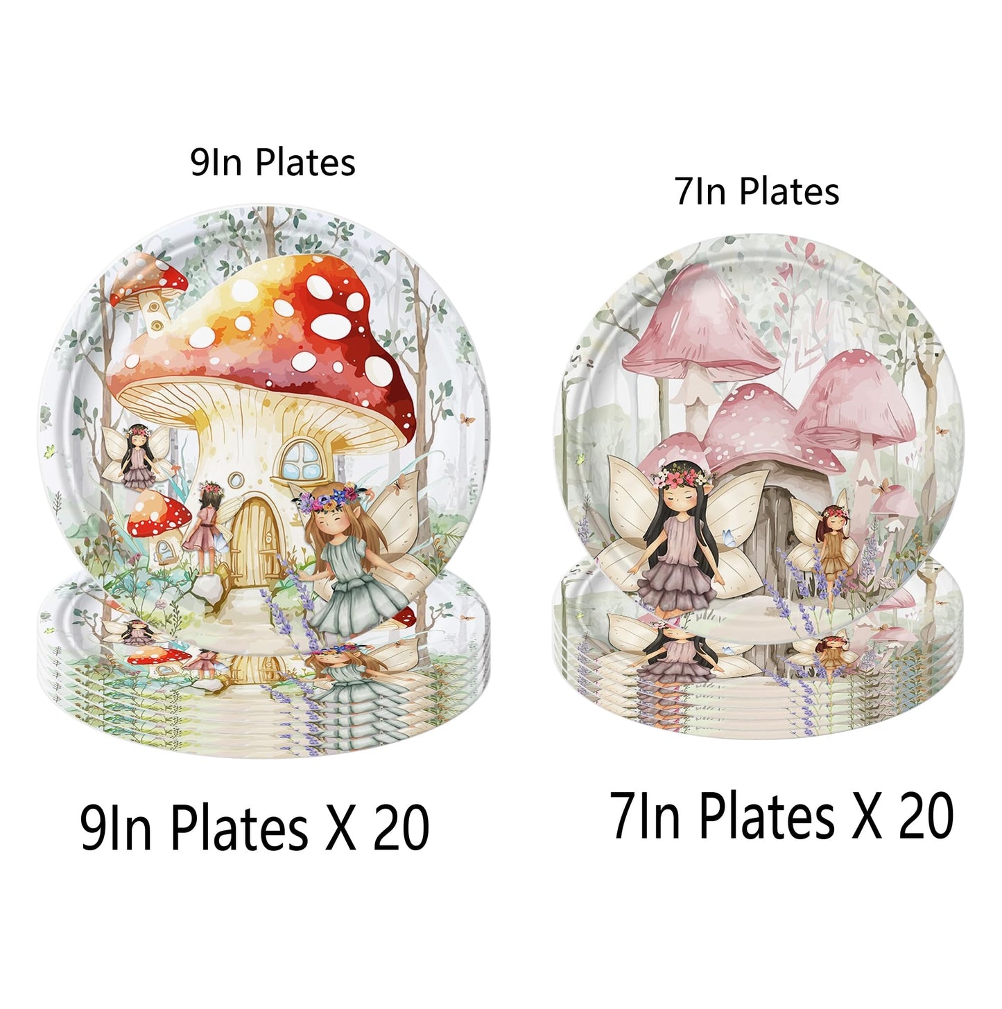 Platos de Fiesta de Cumpleaños con Temática de Hadas para Niños