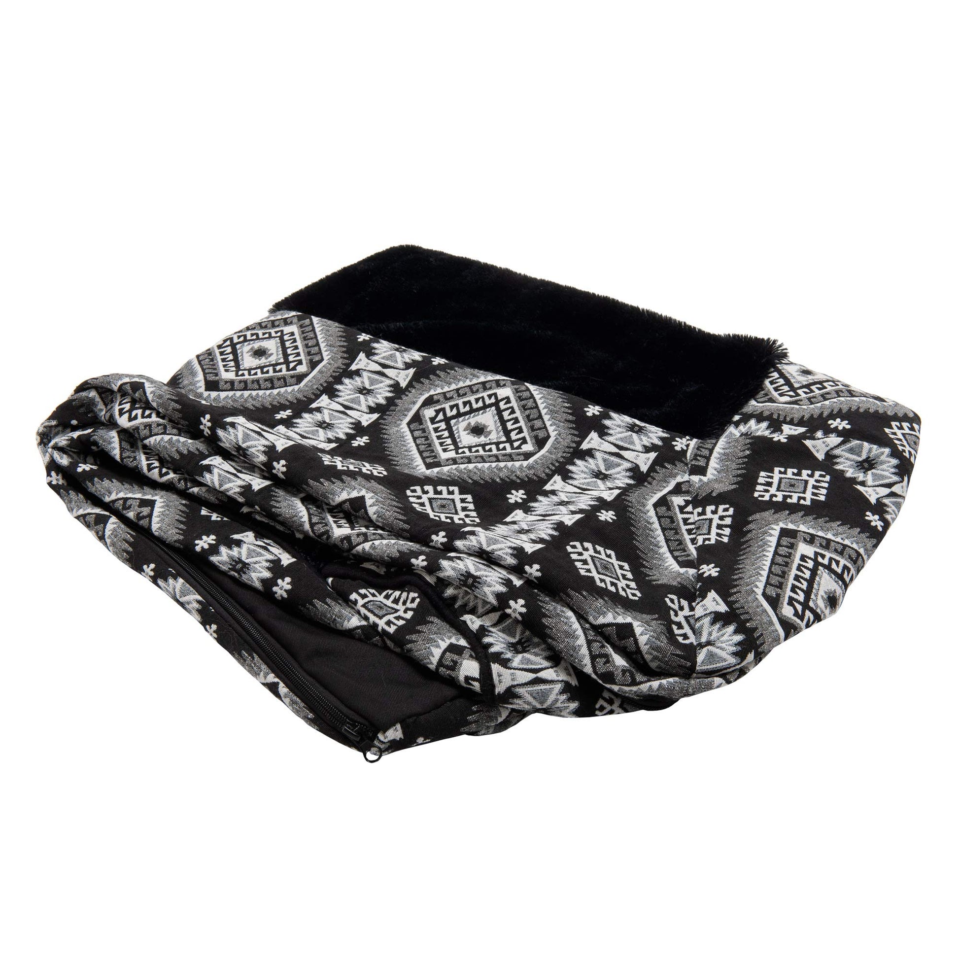 Furhaven Funda de Cama de Repuesto para Mascotas, Estilo sofá, decoración del suroeste, Lavable, medallón Negro, tamaño Jumbo (XL)