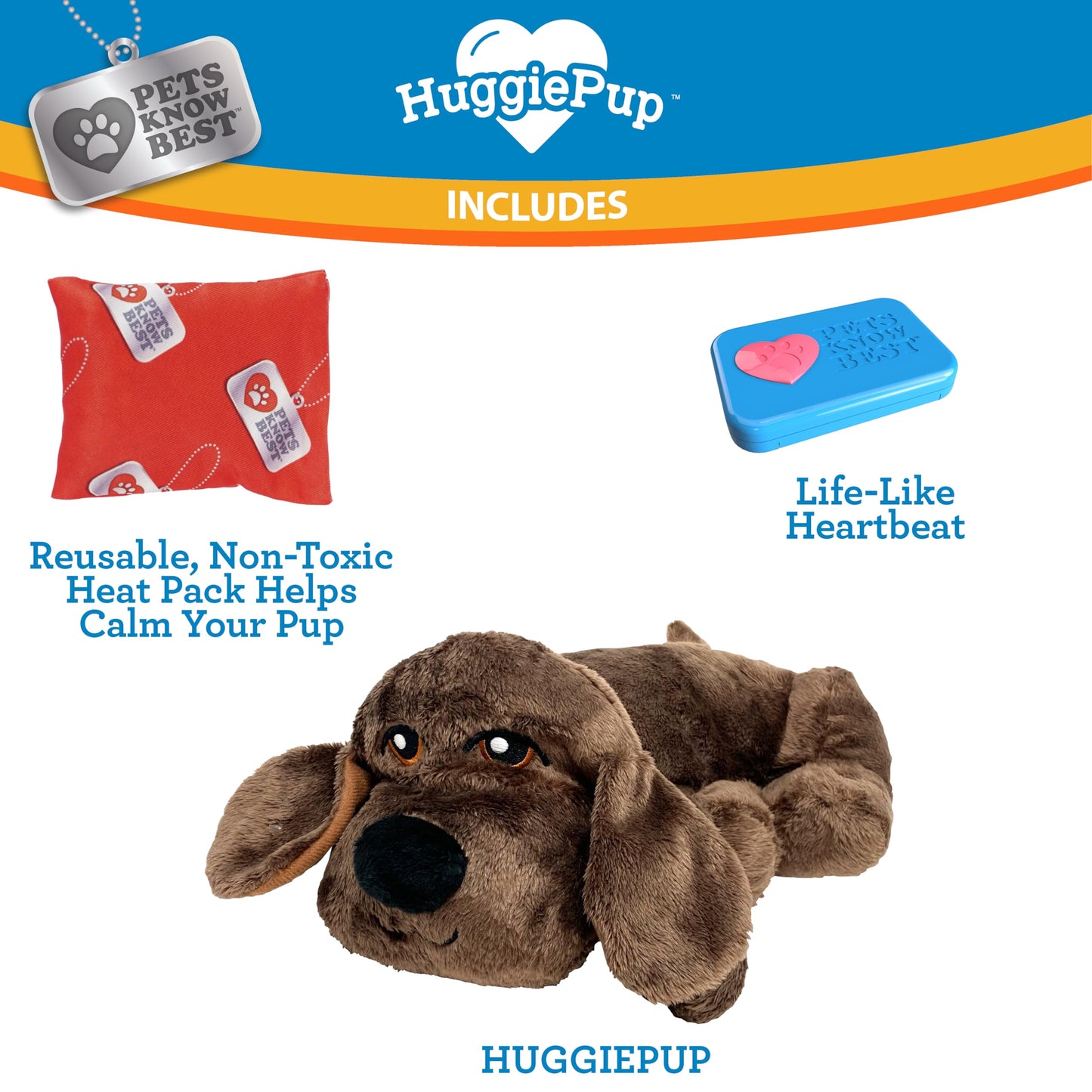 Juguete de Comportamiento HuggiePup de Pets Know Best Chocolate con Latido y Calentador para Entrenamiento en Jaula