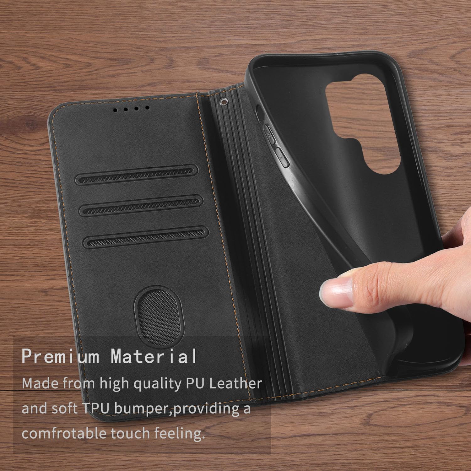 Auslbin Funda para Samsung Galaxy S25 Ultra 5G 6.8, Flip Funda, Protectora PU Anticaída Samsung S25 Ultra/SM-S938B/DS Funda, Adsorción Magnética Paquete de Tarjetas Móviles, Negro
