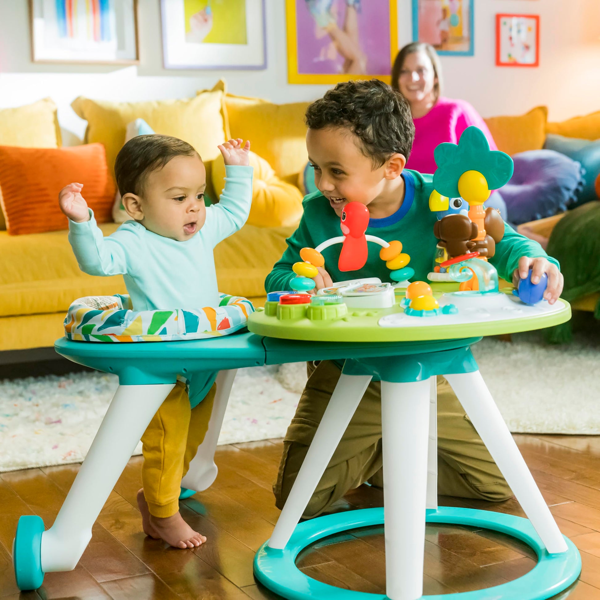 Bright Starts Around We Go - Mesa y centro de actividades 2 en 1 para caminar