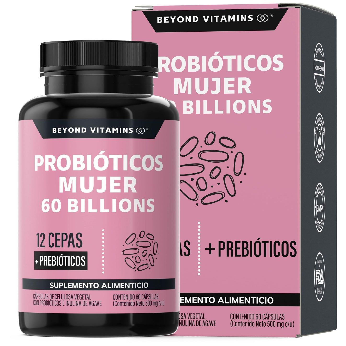 Suplemento Alimenticio Beyond Vitamins Probióticos + Prebióticos Inulina de Agave para Mujer