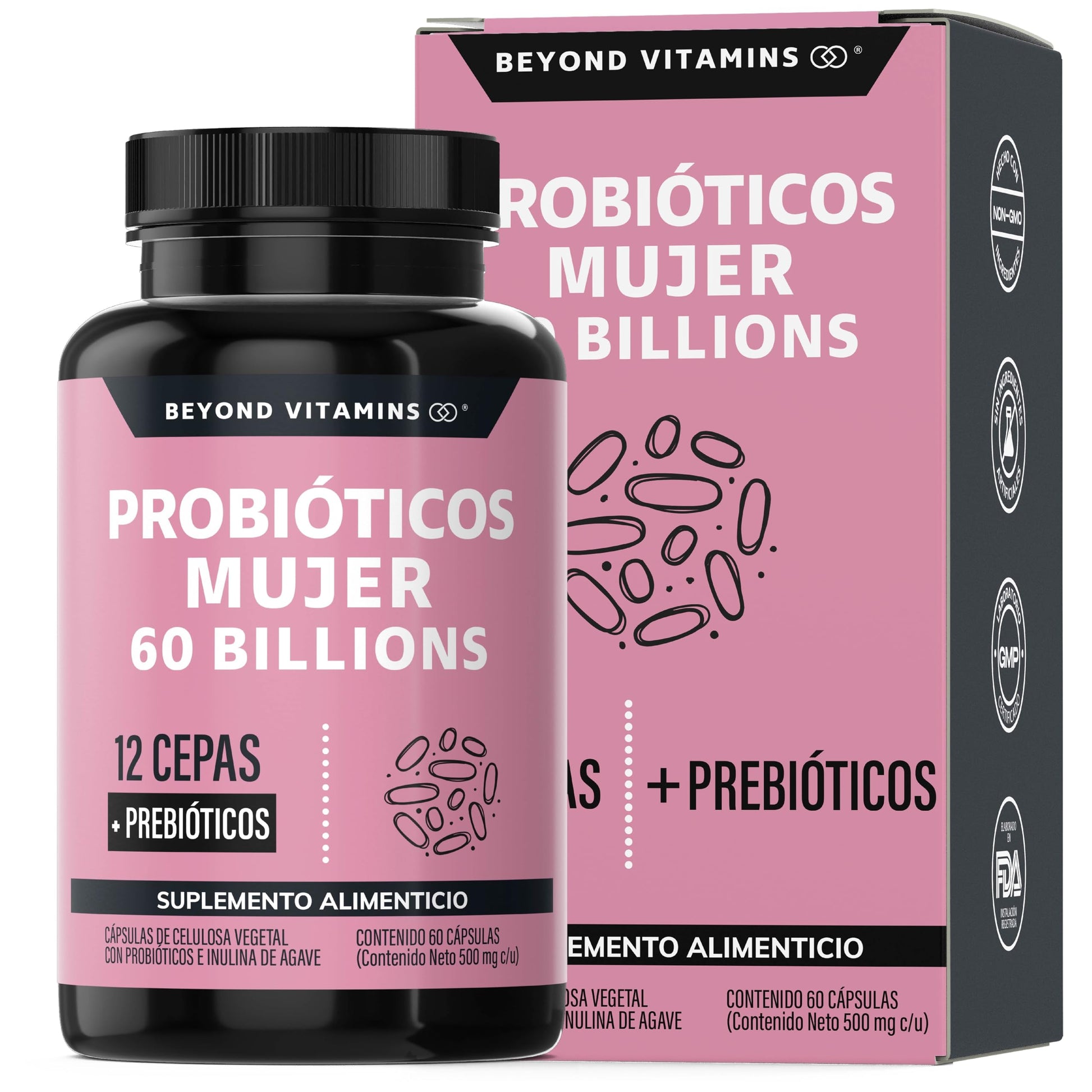 Suplemento Alimenticio Beyond Vitamins Probióticos + Prebióticos Inulina de Agave para Mujer