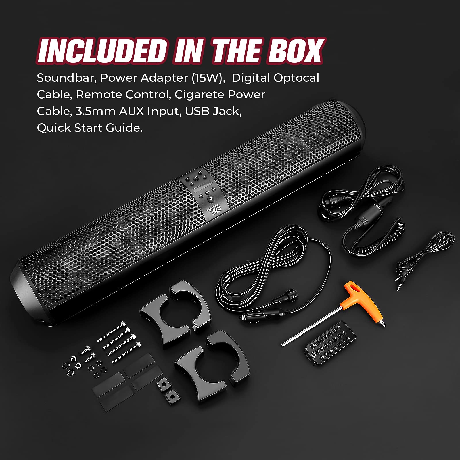 Barra de sonido Kemimoto UTV de 28 pulgadas, 2X altavoz de agudos y 4X subwoofer compatible con Bluetooth barra de sonido compatible con Polaris RZR Can-Am X3 Defender CFMOTO para jaula de 1.5 a 2.25