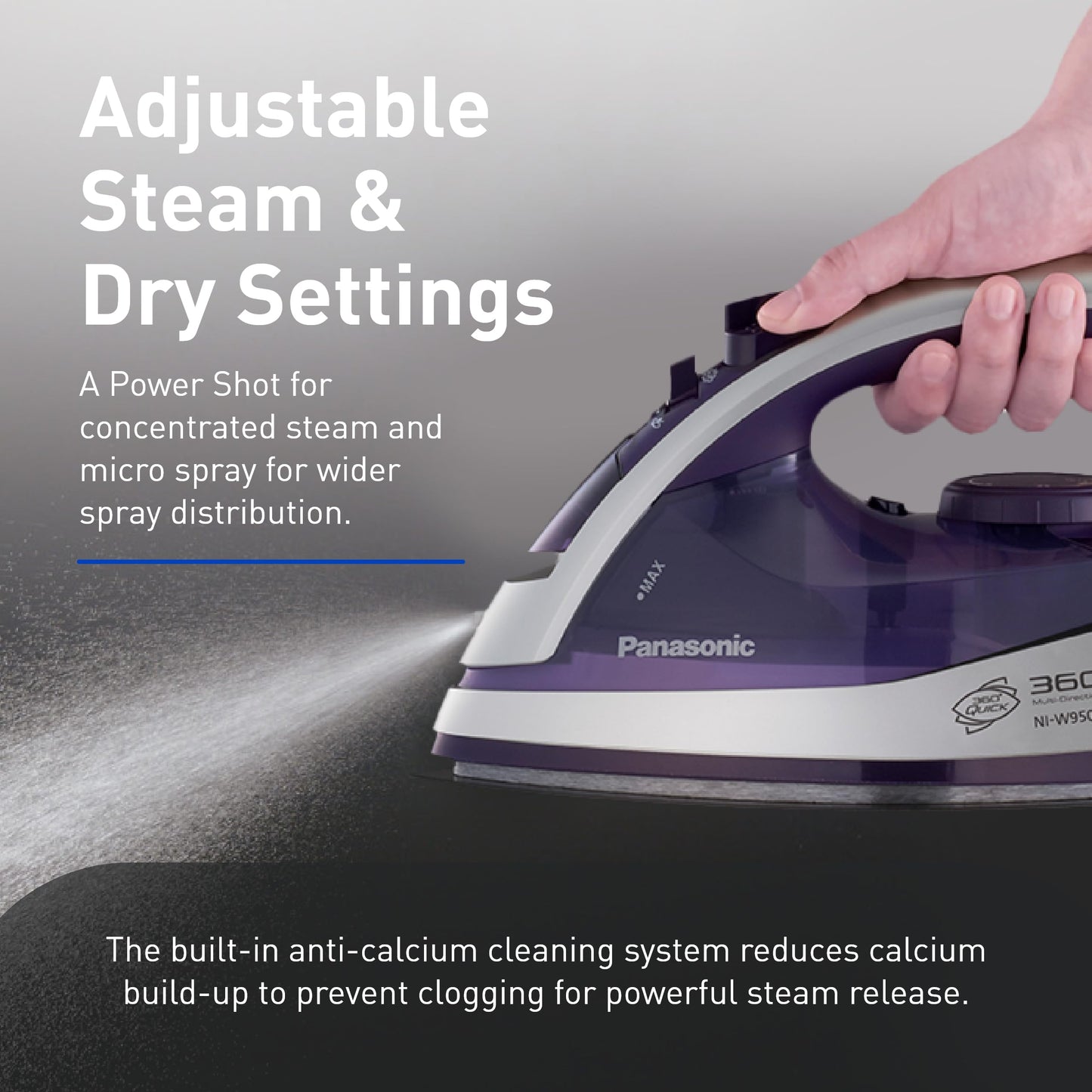 Plancha de Vapor Panasonic NI-W950A Azul con Suela de Alumite