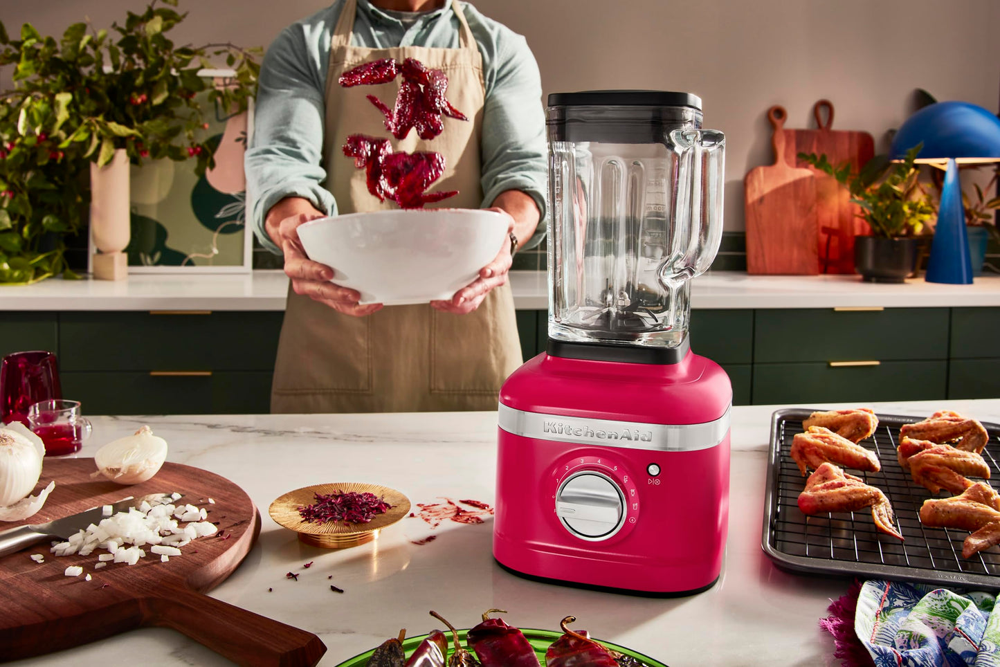 KitchenAid 7KSB4026MHI - K400 Licuadora con Jarra de Vidrio 48 OZ Color Hibiscus