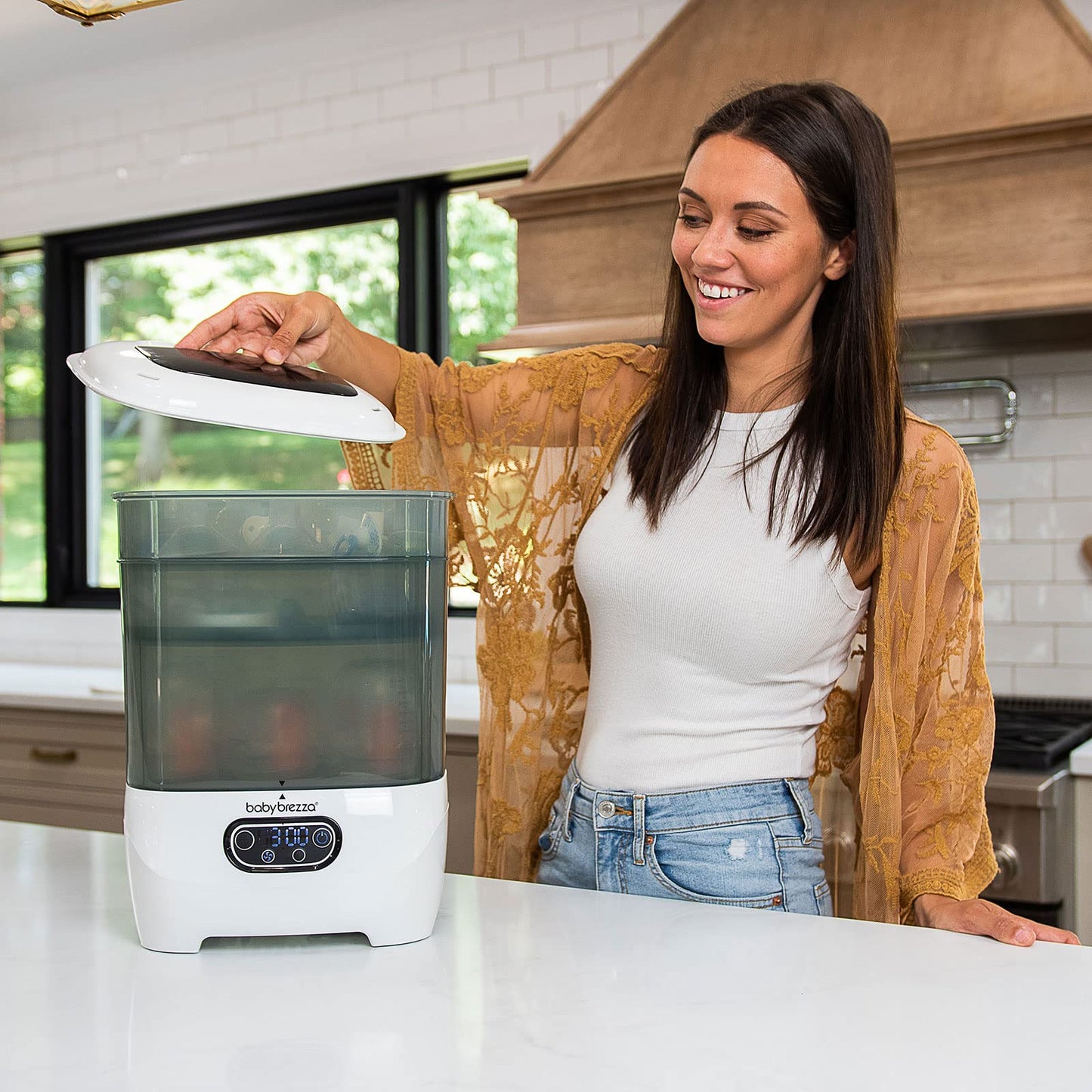 Baby Brezza - Esterilizador y secador de botellas avanzado - Máquina eléctrica de esterilización a vapor universal para todas las botellas: plástico + piezas de chupetes de vidrio, filtración HEPA