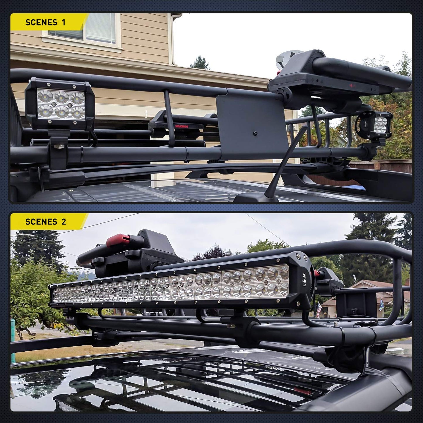 Kit de Montaje de Luces Led en Barra Horizontal Nilight 90027B para Auto ATV UTV y Camiones