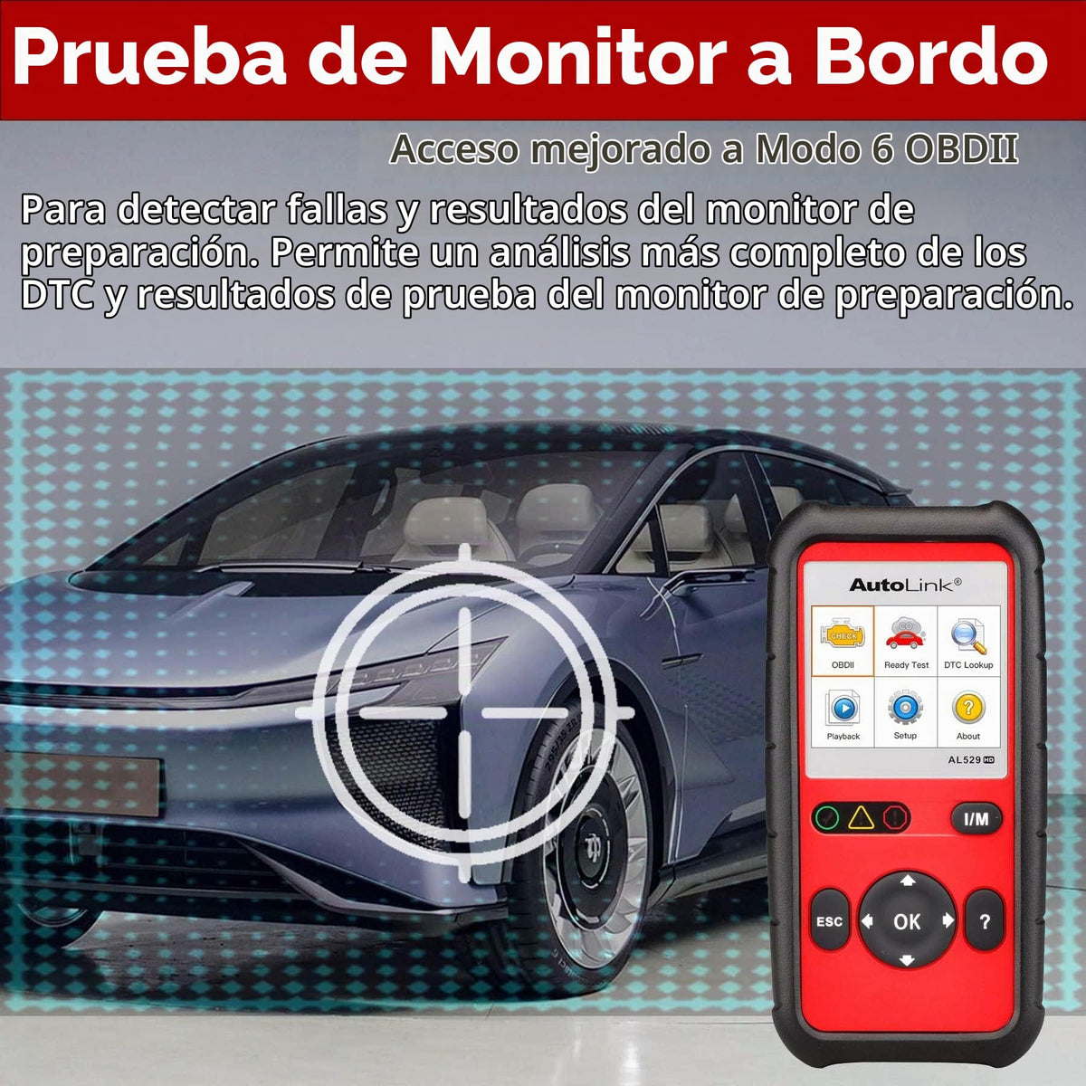 Escáner OBD2 Autel Autolink AL529HD Servicio Pesado Recuperación de Código Vin y Prueba de Monitor Obdii