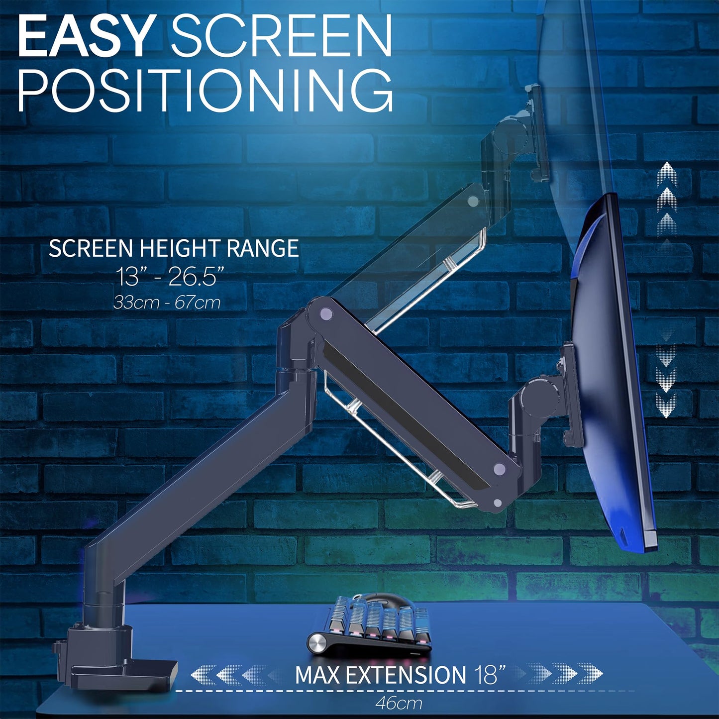 Brazo de Monitor VIVO Negro Ultra Ancho Resistente para Samsung Odyssey Ark y Neo G9 de 57 Pulgadas