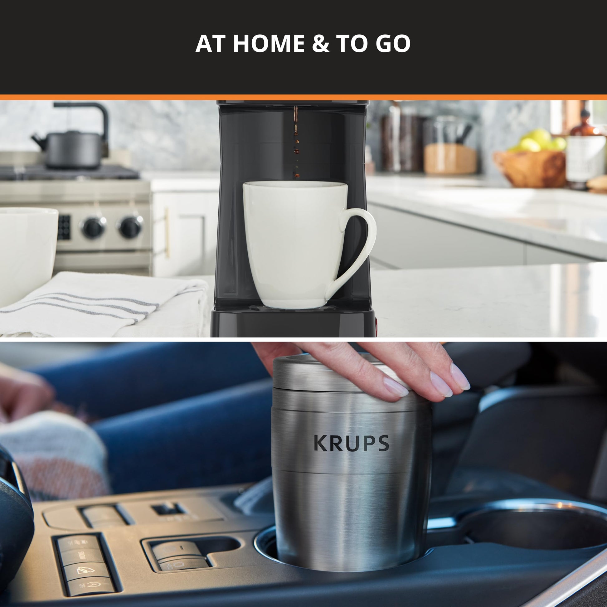 KRUPS Cafetera Personal To Go, tu café en cualquier lugar en todo momento, ideal para uso personal con termo portátil, capacidad 400 ml,KM206D50