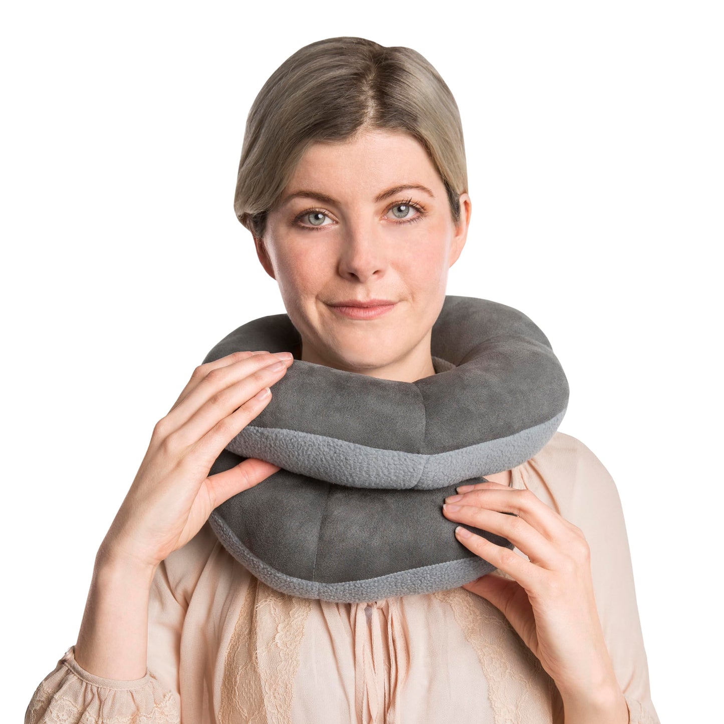 Almohada Travelon Deluxe Wrap-n-Rest Gris Oscuro Gris Claro