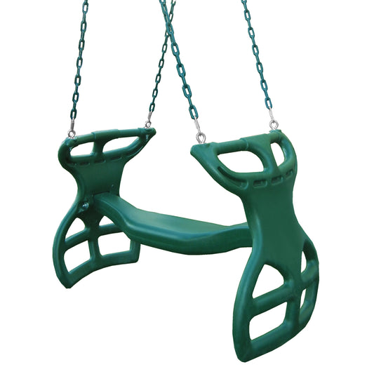 Gorilla Playsets 04-0037-G - Columpio en tándem de Espalda a Espalda, Color Verde, con Revestimiento de plástico Verde, Columpio multiniño
