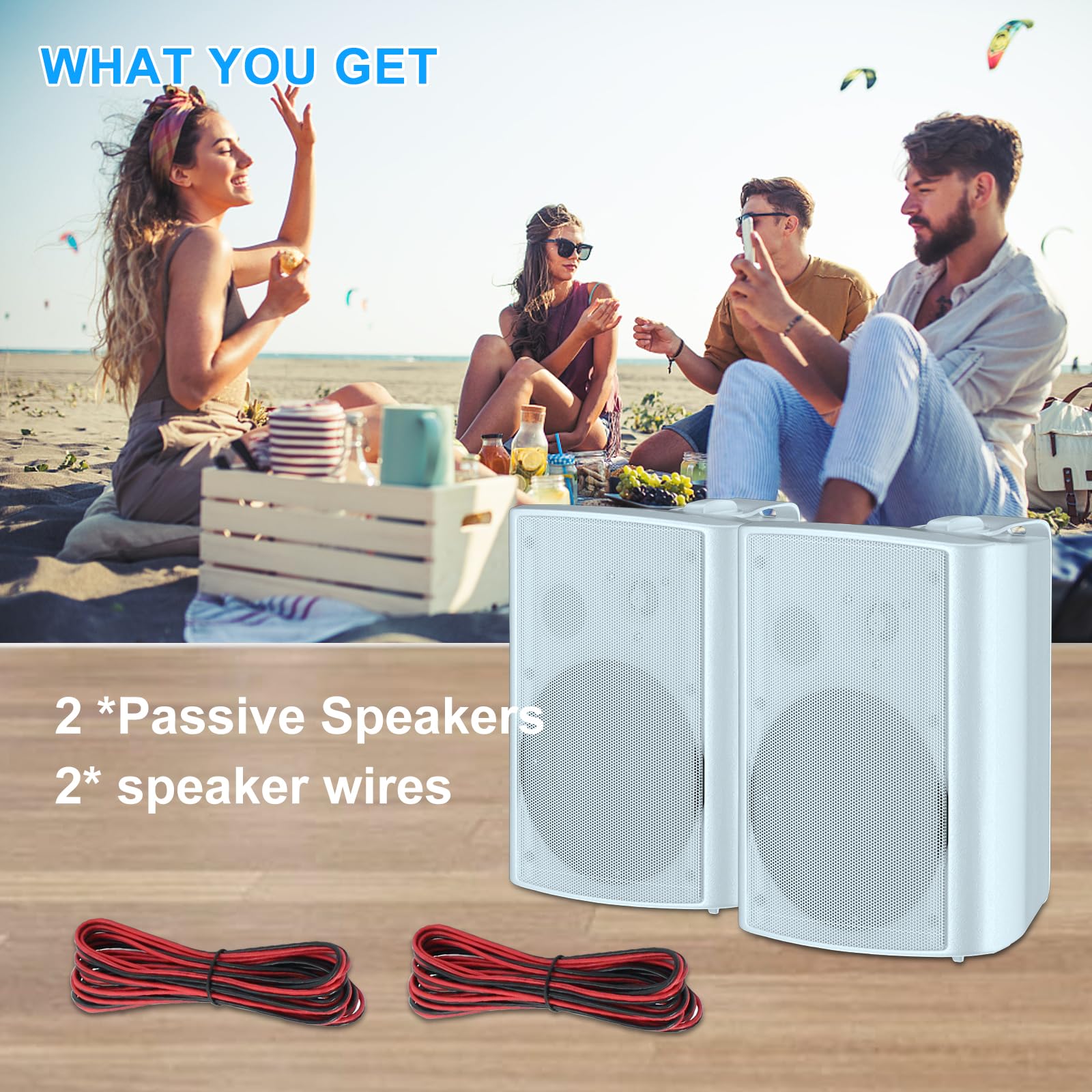 Herdio Bocinas para Exterior,6.5 Pulgadas 400W Altavoces para Exteriores, Resistente al Agua, Adecuado para el hogar, Patio, Terraza,Patio Trasero，Durabilidad en Todo Tipo de Clima (Blanco)