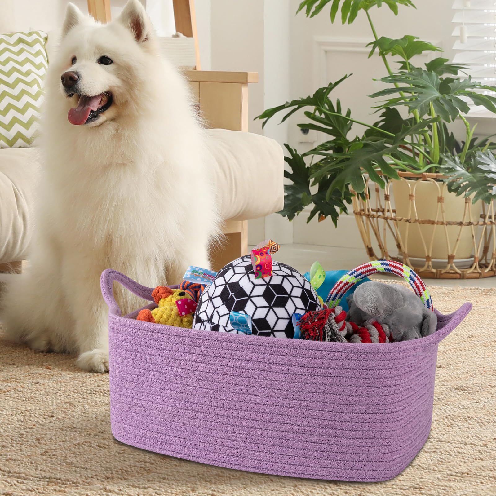 OIAHOMY - Bonita cesta tejida con bolsas de regalo y cintas, cesta de regalo vacía para baby shower, cumpleaños, cuarto de bebé con asas para sala de estar, contenedores de juguetes para mascotas para